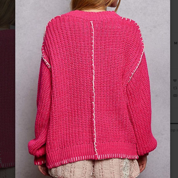 POL “ Chantel “ POL Chenille Sweater with Stitch Detail - Picture 4 of 6